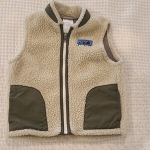 Patagonia Kids' Fleece Vest in Cream and Olive
